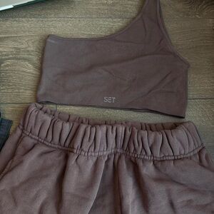 SET active Mauve Asymmetrical Top and Bottom Set
